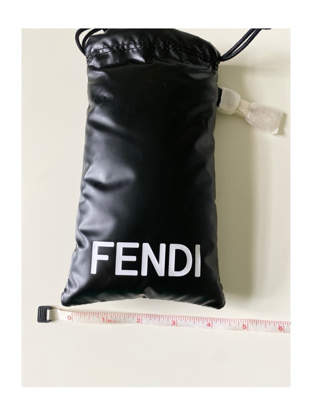Fendi Black Drawstring Logo Pouch with White Branding - Picture 4 of 7